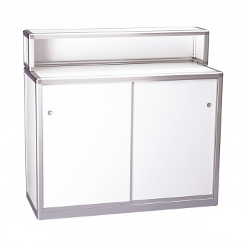 Bar and information counter, lockable, white