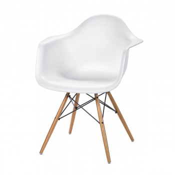 Eames Plastic Armchair with wood legs, white